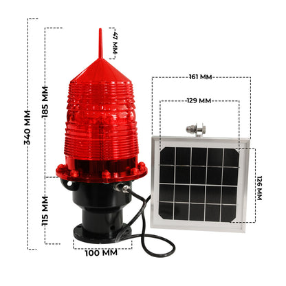 Red Warning Tower Light Solar Powered - Biri Group 