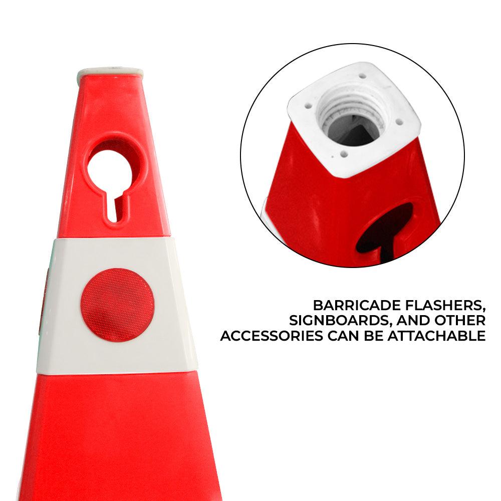 Unbreakable Safety Traffic Cone 620 MM with Cat-Eyes Lenses - Biri Group 