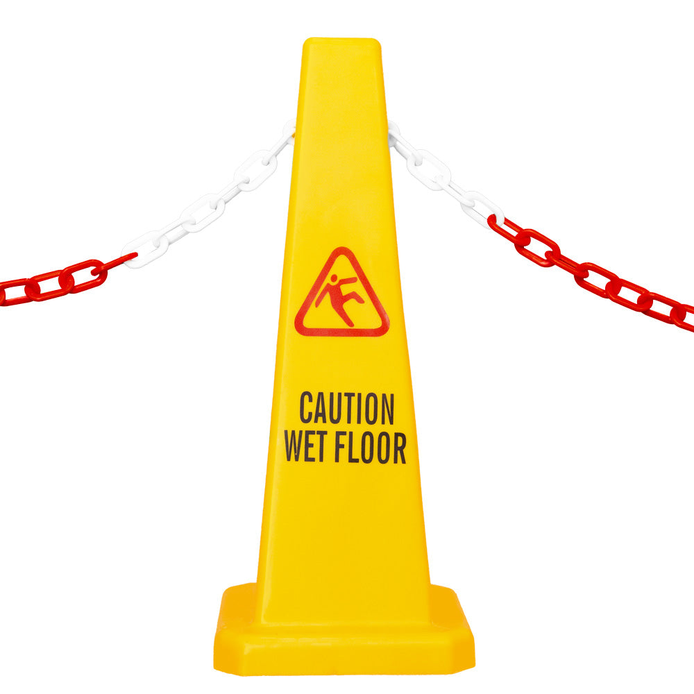 4 Sides View Caution Wet Floor Safety Cone - Yellow for Safety - Biri Group 
