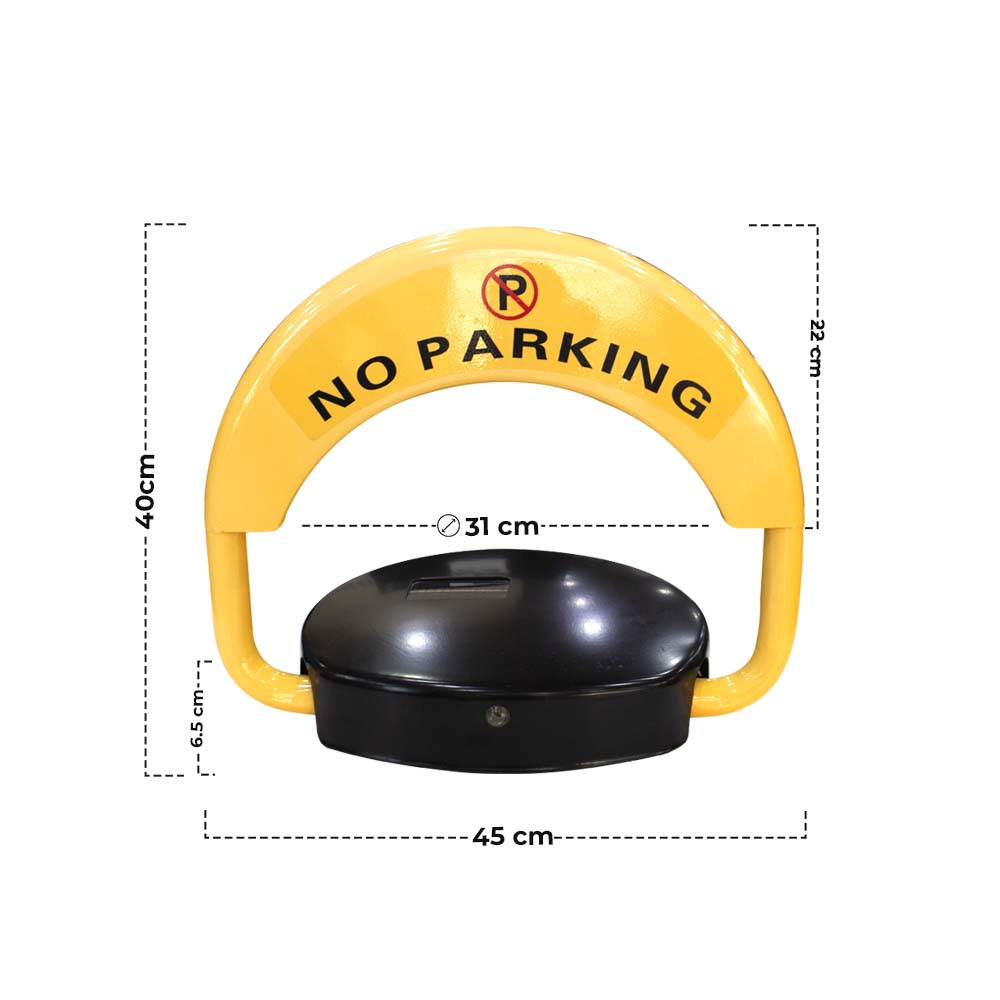 Solar Parking Barrier With Remote Control - Yellow & Black With NO Parking Sticker - Biri Group 