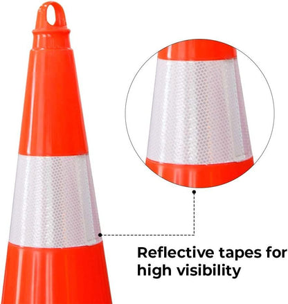 Traffic Cone 750 MM for Safety | Unbreakable Full Soft PVC Reflective Traffic Cone - Biri Group 